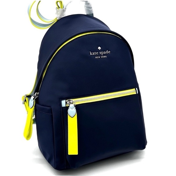 NWT ♠️ 2 bundle Kate Spade Medium Nylon Chelsea Backpack Blue + Matching Bag - Picture 6 of 7